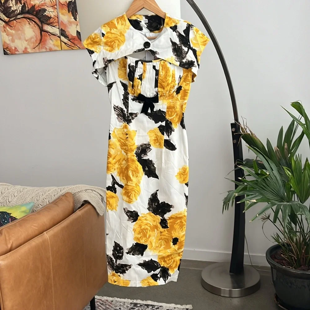 Pinup Couture Floral Print Midi Wiggle Dress - Picture 9 of 9